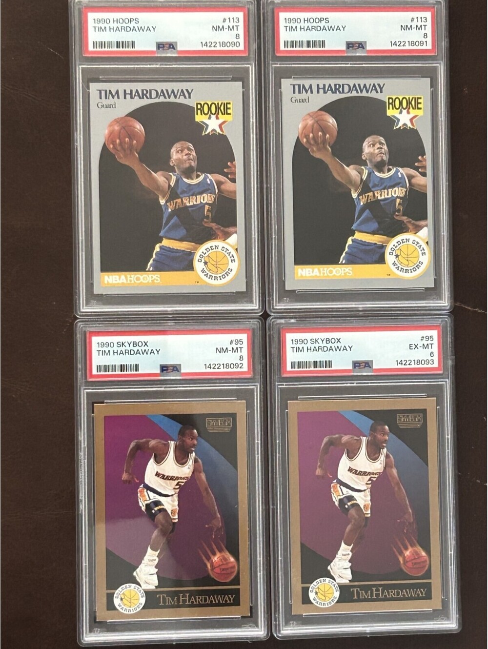 TIM HARDAWAY 4 CARD VINTAGE ROOKIE COLLECTION PSA NM-MT 8 & EX-MT 6 RC